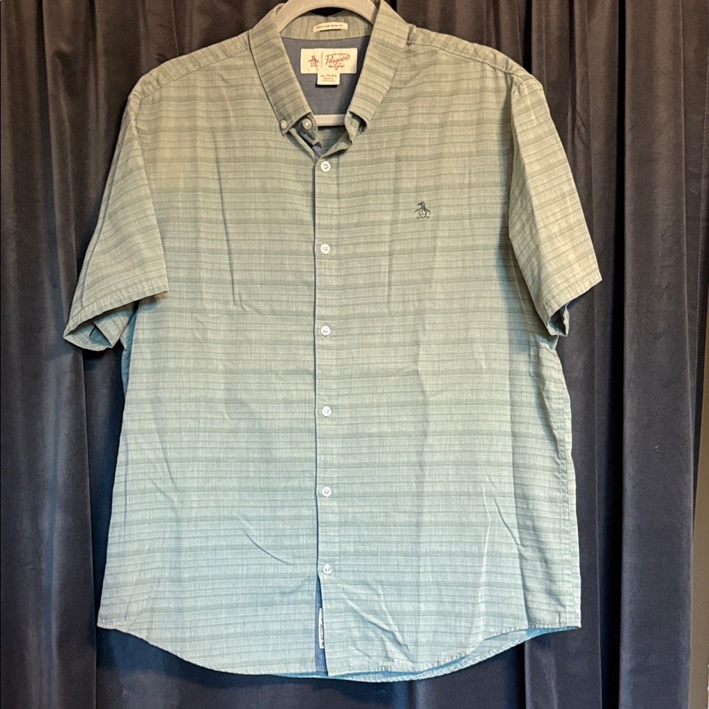Original slim fit Penguin Men's Casual Green Button Down Shirt